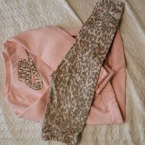 Nike 2 piece set pink and leopard 24 months for toddler girl.